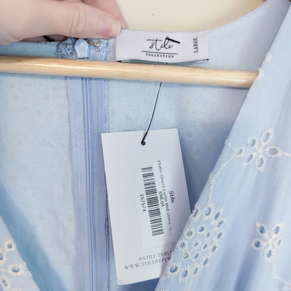 Stile Collection Baby Blue Eyelet Dress - Picture 3 of 5